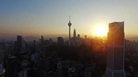 Sunrise in city. From the drone Stock Footage 53893392