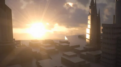 Sunrise city of the future Stock Footage 36981652