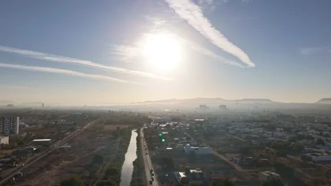 Sunrise City Hyperlapse from Above Stock Footage 327992161