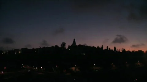Sunrise on the city walls of jerusalem - time lapse Stock Footage