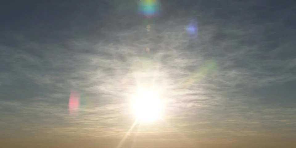 Sunrise with clouds, light and rays 스톡 일러스트