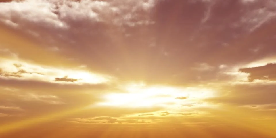 Sunrise with clouds, light and rays Stock Illustration