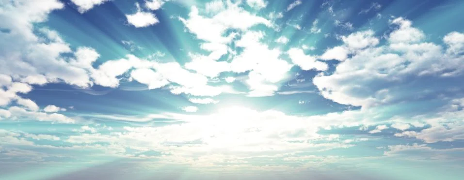 Sunrise with clouds, light and rays Stock Illustration