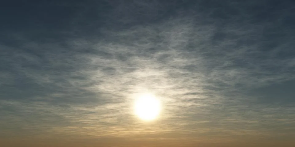 Sunrise with clouds, light and rays Illustrazione stock