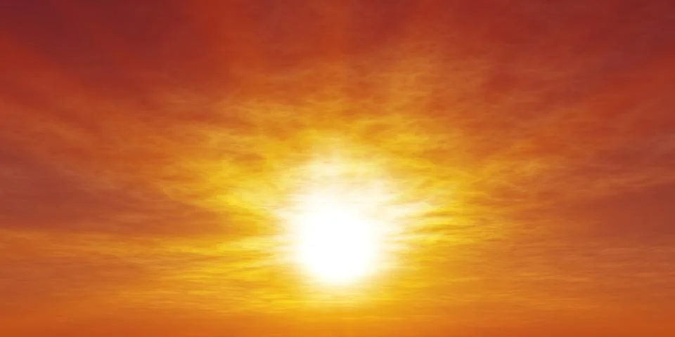 Sunrise with clouds, light and rays Stock Illustration