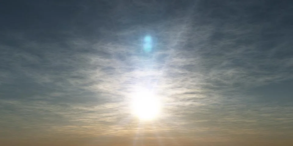 Sunrise with clouds, light and rays Stock Illustration