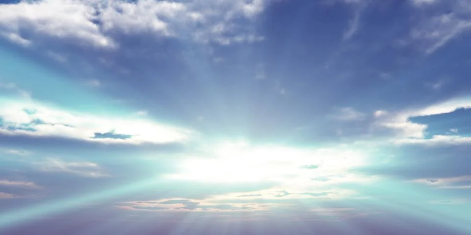 Sunrise with clouds, light and rays Stock Illustration