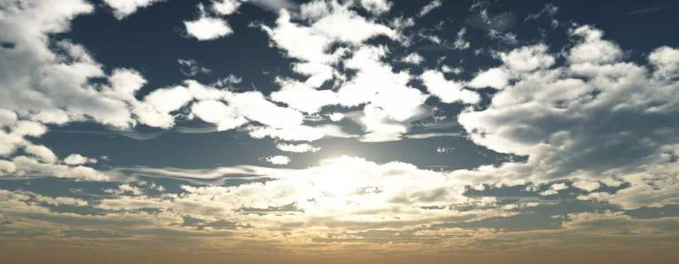Sunrise with clouds, light and rays Illustrazione stock