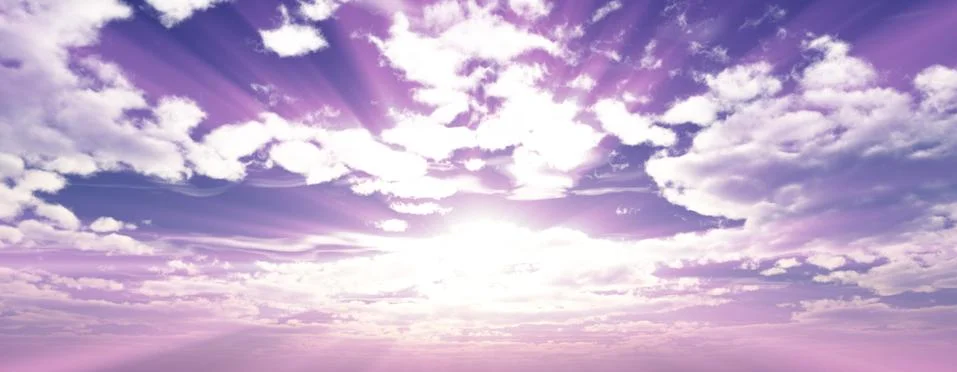 Sunrise with clouds, light and rays Illustrazione stock
