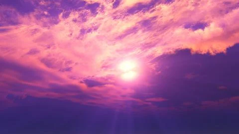 Sunrise with clouds, light rays and other atmospheric effect, illustration Illustrazione stock