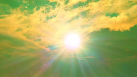 Sunrise with clouds, light rays and other atmospheric effect, illustration Stock Illustration