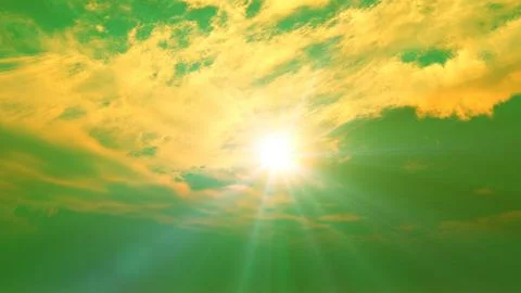 Sunrise with clouds, light rays and other atmospheric effect, illustration Stock Illustration