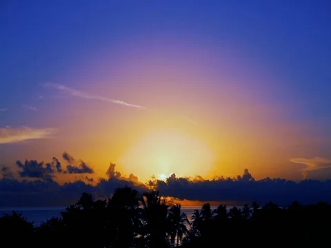 Sunrise in the clouds over the Caribbean sea, Cuba 1 Stock Footage 80229646