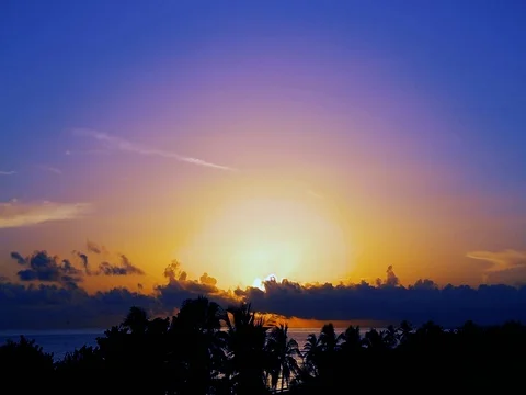 Sunrise in the clouds over the Caribbean sea, Cuba 2 Stock Footage 80229800