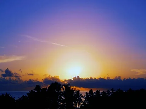 Sunrise in the clouds over the Caribbean sea, Cuba 3 Stock Footage 80230442