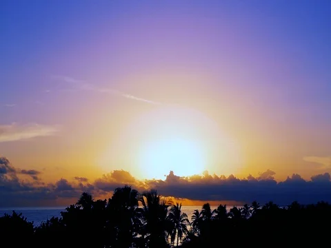 Sunrise in the clouds over the Caribbean sea, Cuba 5 Stock Footage 80230615