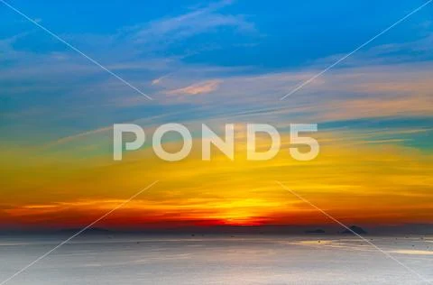 Sunrise in clouds over South China sea, Vietnam Nha Trang Stock Photos