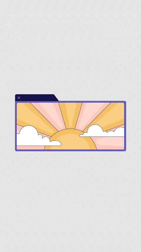 Sunrise with clouds in popup web window floating 2D cartoon vertical animation Stock Footage 311318362
