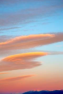 Sunrise in the colored sky white   clouds and  background Foto stock
