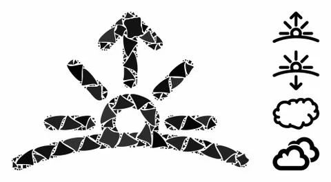 Sunrise Composition Icon of Ragged Elements 스톡 일러스트