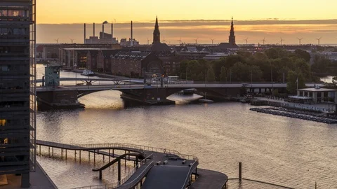 Sunrise in Copenhagen Stock Footage 129397071