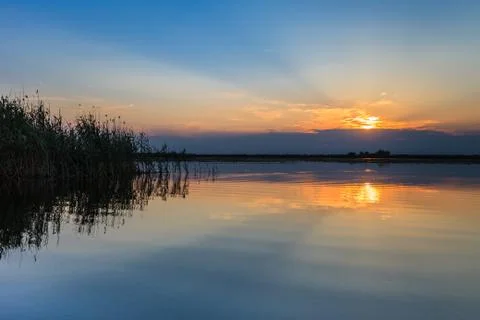 Sunrise in the danube delta Stock Photos