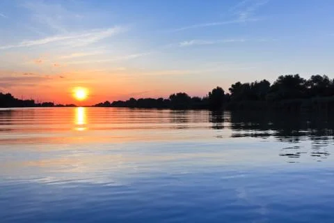 Sunrise in the danube delta Stock Photos