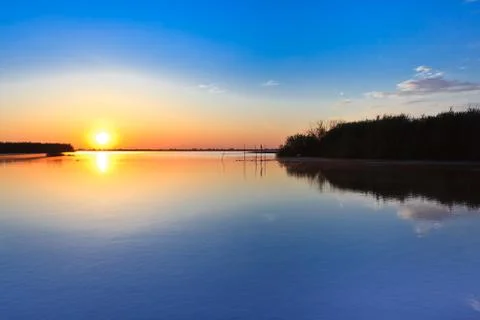 Sunrise in the danube delta Stock Photos