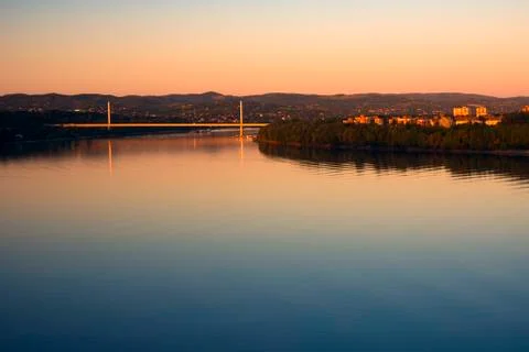 Sunrise on Danube river Stock Photos