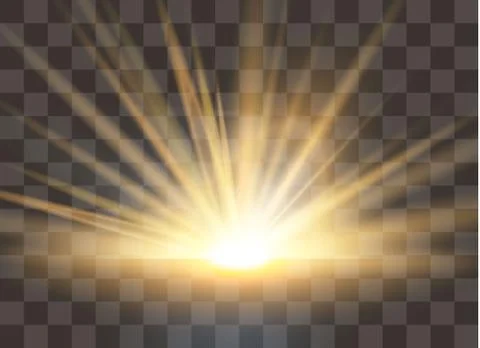 Sunrise, dawn. Vector transparent sunlight. Special lens flare light effect Stock Illustration