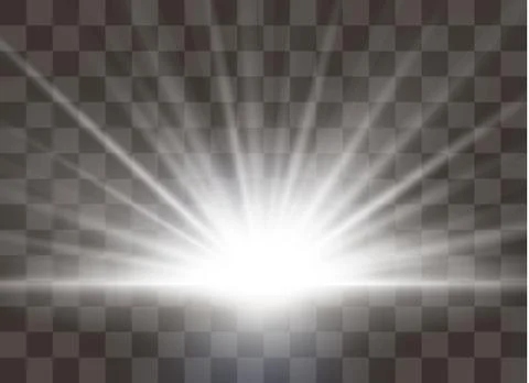 Sunrise, dawn. Vector transparent sunlight. Special lens flare light effect Stock Illustration