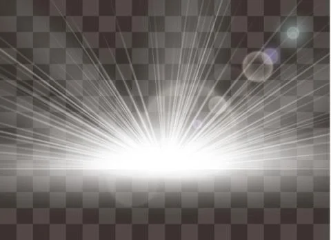 Sunrise, dawn. Vector transparent sunlight. Special lens flare light effect Illustrazione stock