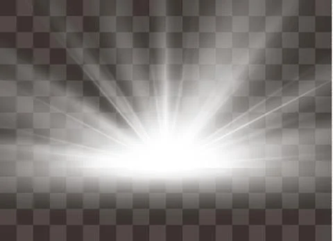 Sunrise, dawn. Vector transparent sunlight. Special lens flare light effect Stock Illustration