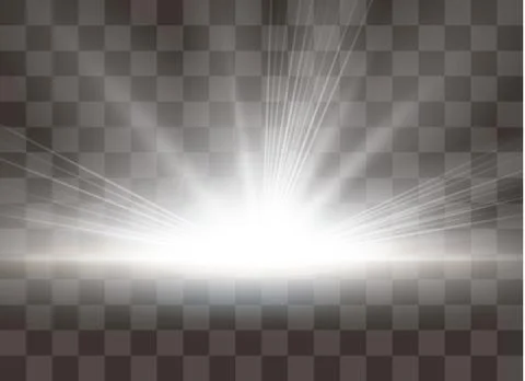 Sunrise, dawn. Vector transparent sunlight. Special lens flare light effect Stock Illustration