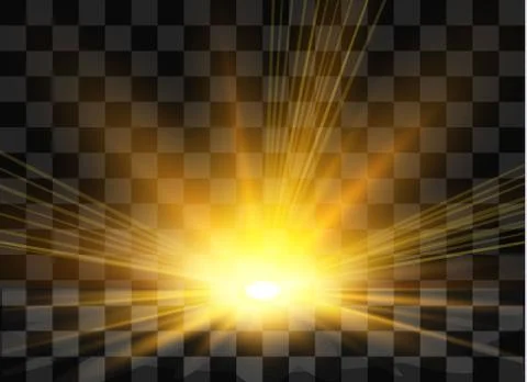 Sunrise, dawn. Vector transparent sunlight. Special lens flare light effect Stock Illustration