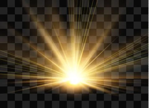 Sunrise, dawn. Vector transparent sunlight. Special lens flare light effect Stock Illustration