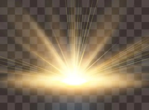 Sunrise, dawn. Vector transparent sunlight. Special lens flare light effect Stock Illustration