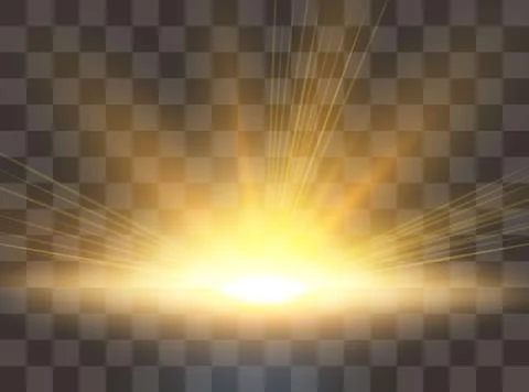 Sunrise, dawn. Vector transparent sunlight. Special lens flare light effect Illustrazione stock