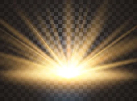 Sunrise, dawn. Vector transparent sunlight. Special lens flare light effect Stock Illustration