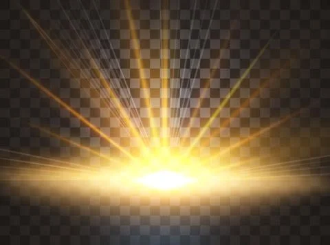 Sunrise, dawn. Vector transparent sunlight. Special lens flare light effect Stock Illustration