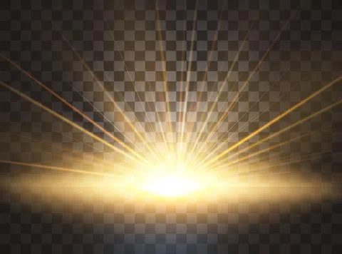 Sunrise, dawn. Vector transparent sunlight. Special lens flare light effect Stock Illustration