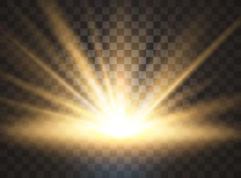 Sunrise, dawn. Vector transparent sunlight. Special lens flare light effect Stock Illustration