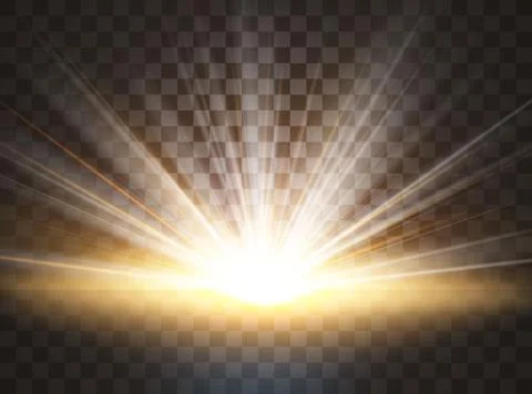 Sunrise, dawn. Vector transparent sunlight. Special lens flare light effect Stock Illustration