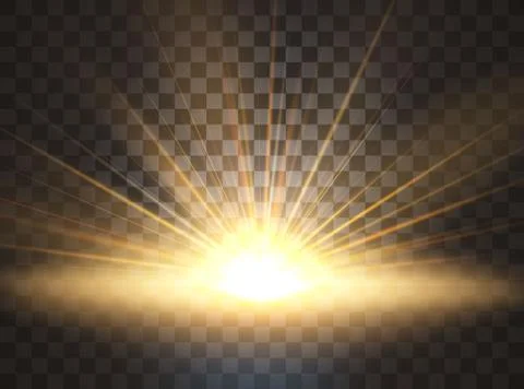 Sunrise, dawn. Vector transparent sunlight. Special lens flare light effect Stock Illustration