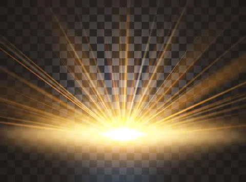 Sunrise, dawn. Vector transparent sunlight. Special lens flare light effect Stock Illustration