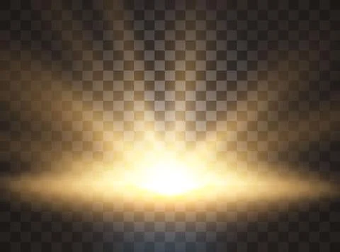 Sunrise, dawn. Vector transparent sunlight. Special lens flare light effect Illustrazione stock