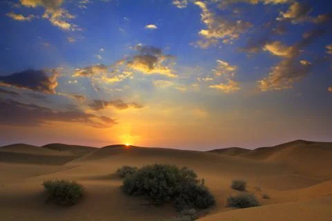 Sunrise in desert Stock Photos