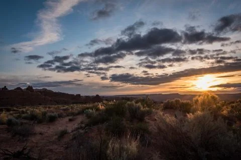 Sunrise in the desert. Stock Photos