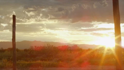 Sunrise In Desert ranch Stock Footage 98960473