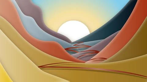 Sunrise in the dessert Stock Illustration